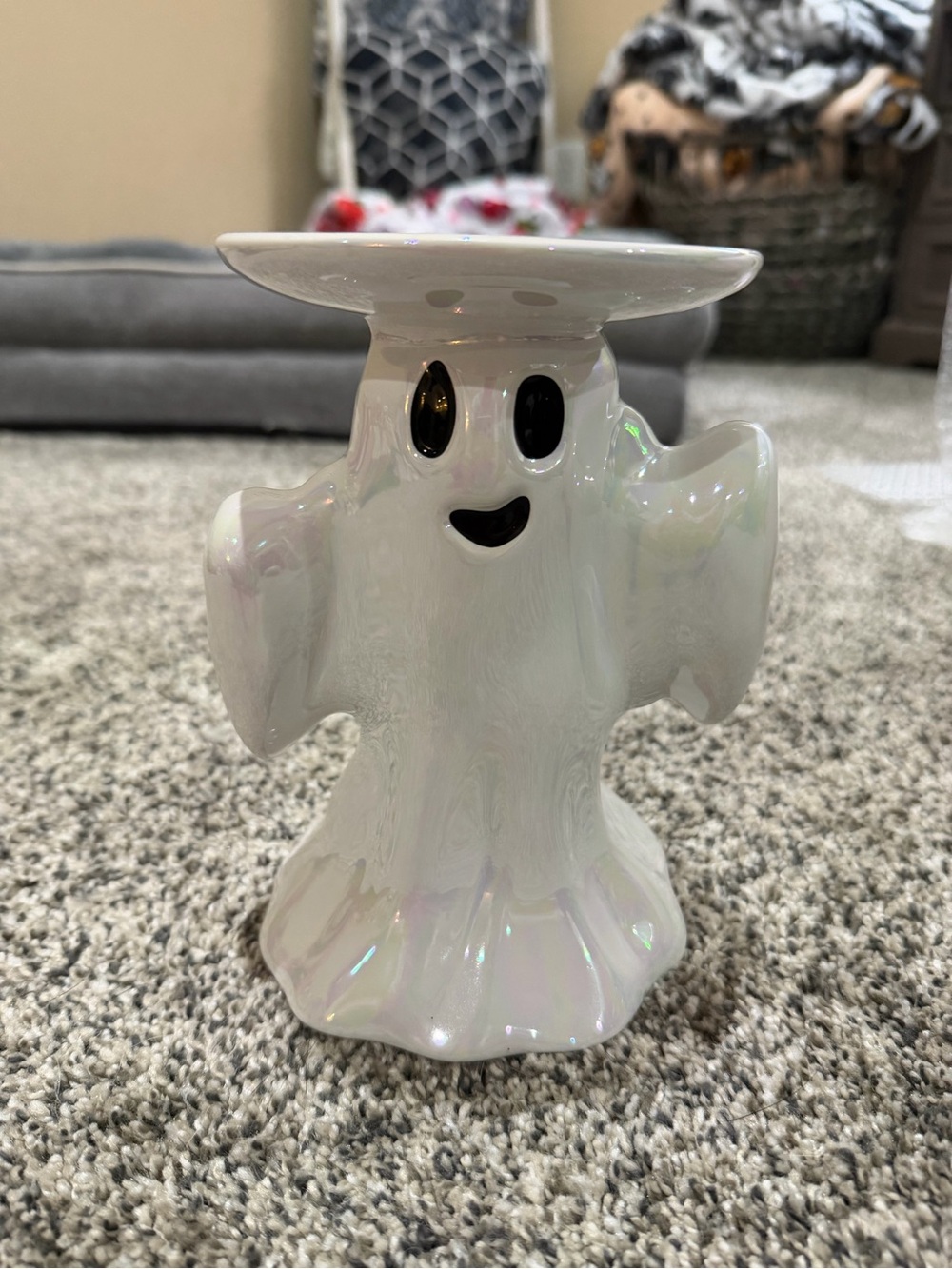 Bath & Body Works Iridescent White Ghost Candle Holder